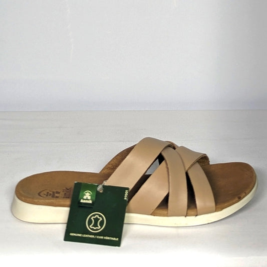 NEW Kamik Womens Cara Cross Leather Sandals 7 tan