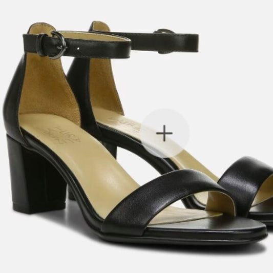 NEW Naturalizer Womens Leather Vera Heeled Sandals Sz 4 black