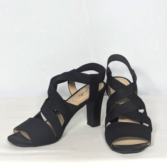 NEW Life Stride Womens Charlotte Strappy High Heel Sandal Sz 8.5 wide black