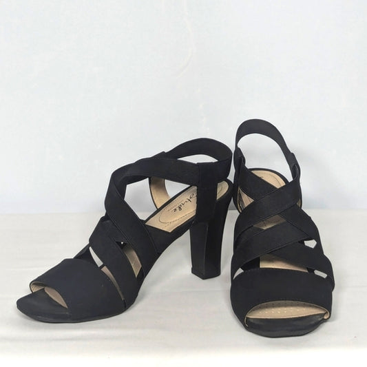 NEW Life Stride Womens Charlotte Strappy High Heel Sandal Sz 8.5 wide black