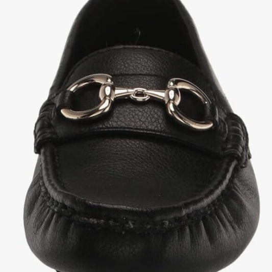 NEW Anne Klein Womens Chrystie Leather Driving Style Loafer Sz 9.5 black