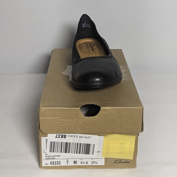 NEW Clarks Womens Leather Jenette Ease Casual Flat Sz 7 black