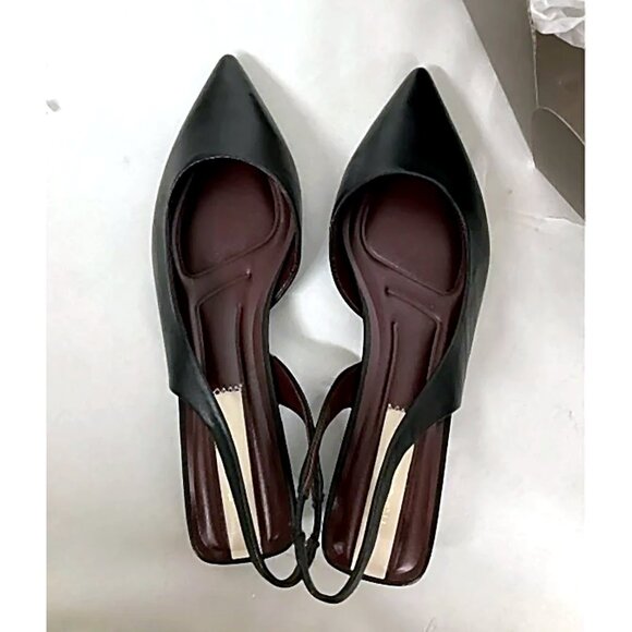 NEW Franco Sarto Womens Tyra Leather Slingback Block Heel sz 7.5 black