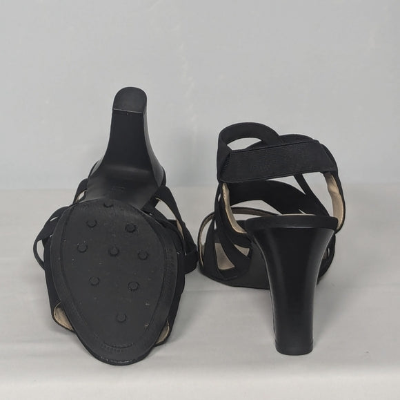 NEW Life Stride Womens Charlotte Strappy High Heel Sandal Sz 8.5 wide black