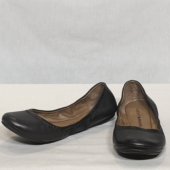 NEW Lucky Brand Womens Leather Emmie Ballet Flats Sz 6 black