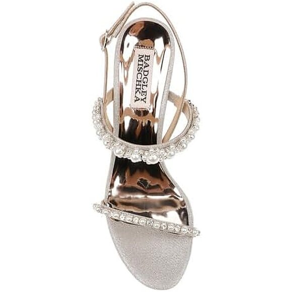 NEW Badgley Mischka Women's Natasha Heeled Sandal sz 9 silver
