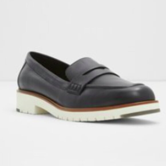 NEW Aldo Womens Ibreda Leather Lug Sole Loafer Sz 9 black