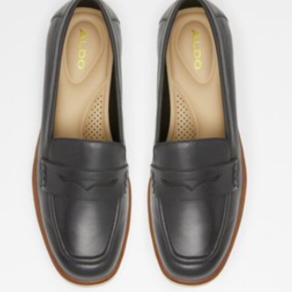 NEW Aldo Womens Ibreda Leather Lug Sole Loafer Sz 9 black