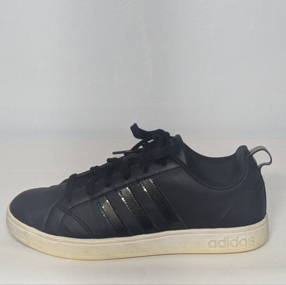 NEW adidas Womens VS Advantage Leather Sneaker 7 black/black