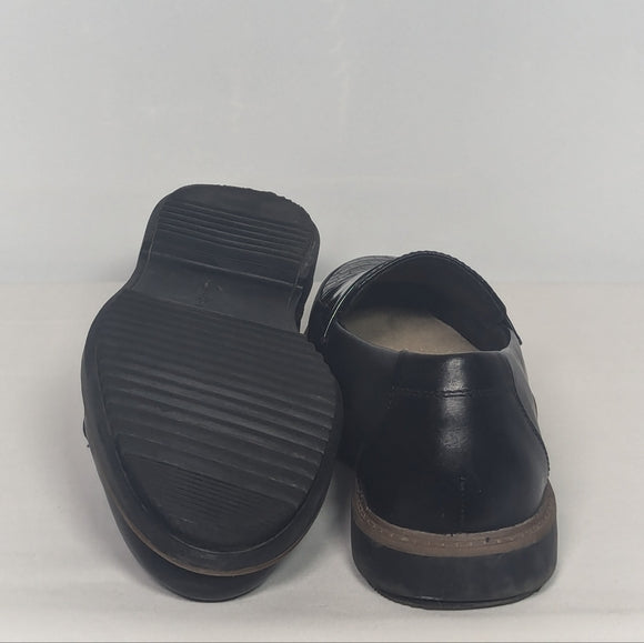 Clarks Womens Leather Sharon Gracie Classy Stylish Loafer Sz 6 wide black