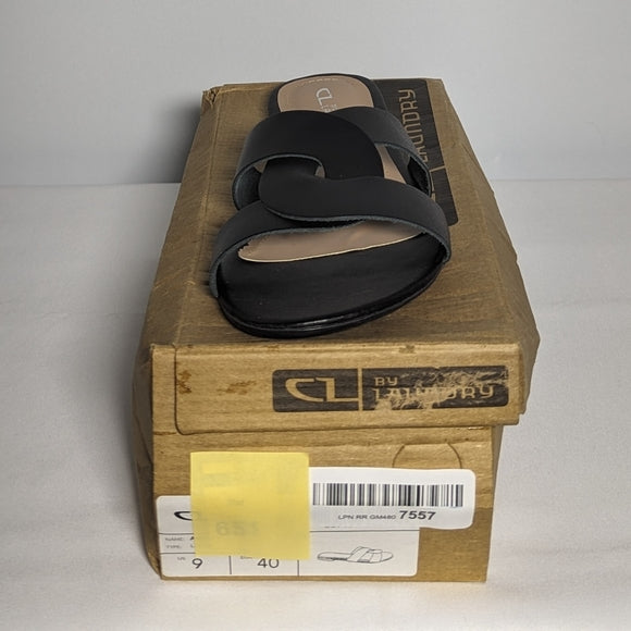 NEW CL by Laundry Womens Leather Anita sandal black Sz 9