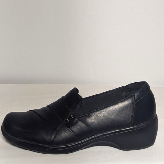 Clarks Womens Leather May Marigold Loafers sz 9 black