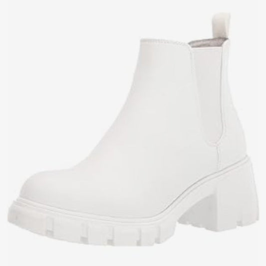 NEW Steve Madden Womens  Leather Howler Ankle Boot Sz 8 white