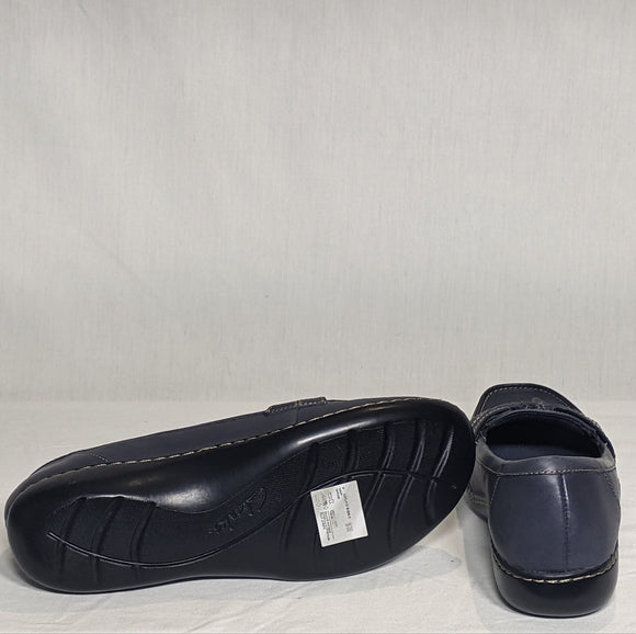 NEW Clarks Womens Ashland Leather Bubble Loafer Sz 10 blue