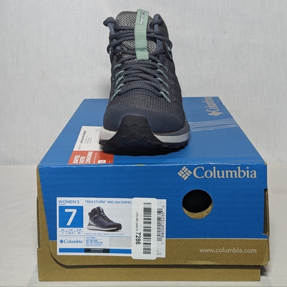NEW Columbia Womens Mid Waterproof Hiking Shoe Sz 7 graphite dusty green