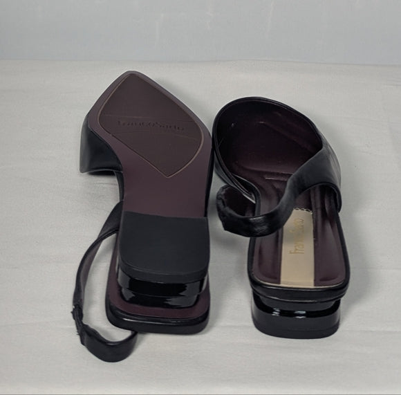 NEW Franco Sarto Womens Tyra Leather Slingback Block Heel sz 7.5 black