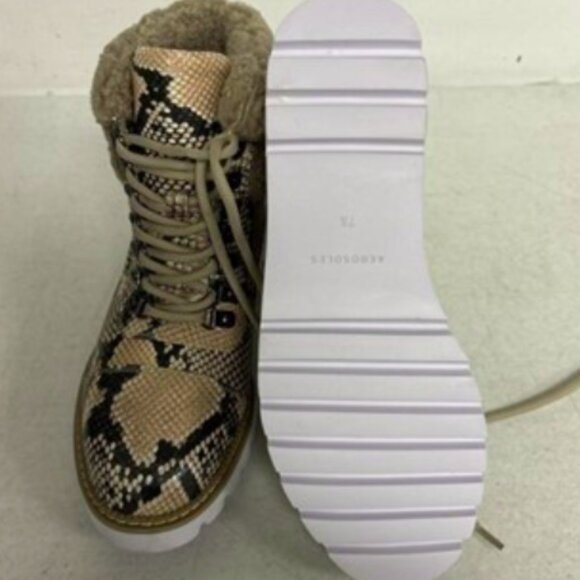 NEW Aerosoles Womens Celebrity Fashion Snakeskin Fur-lined boot Sz 7.5