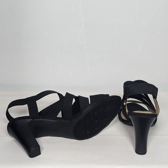 NEW Life Stride Womens Charlotte Heeled Sandal Sz 9.5 wide black