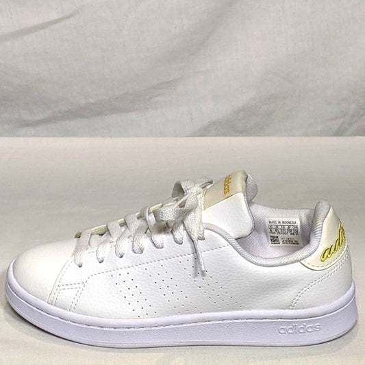 NEW adidas Womens White Leather with Gold Lettering Casual Sneaker Sz 6