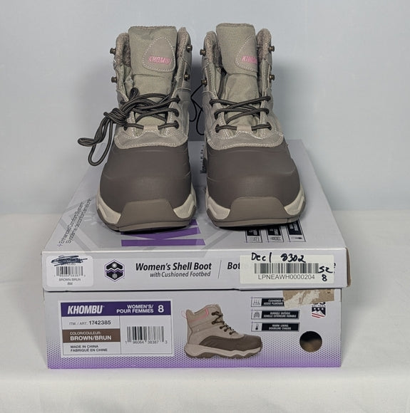 NEW Khombu Womens Shell Winter Boot comfortable cushioned Sz 8 brown