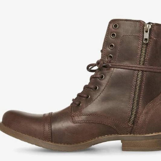 NEW Steve Madden Mens Troopah-c Leather Combat Boot Sz 8.5 brown