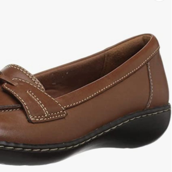 NEW Clarks Womens Ashland Leather Bubble Loafer Sz 8 wide brown