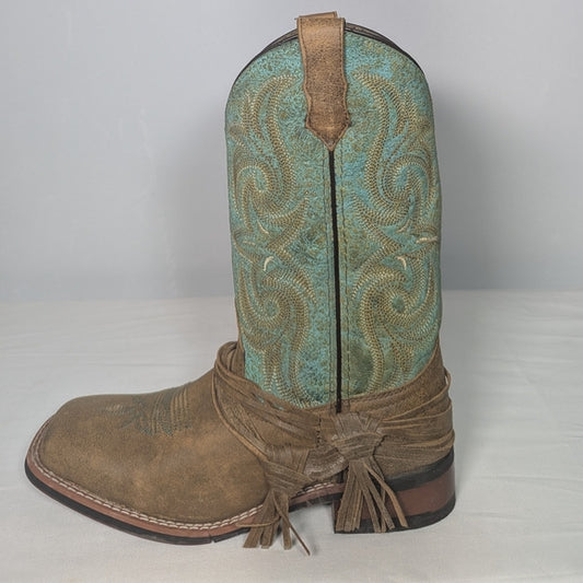 NEW Laredo Womens Anita Square Toe Leather Dress Western Boot sz 8.5 teal