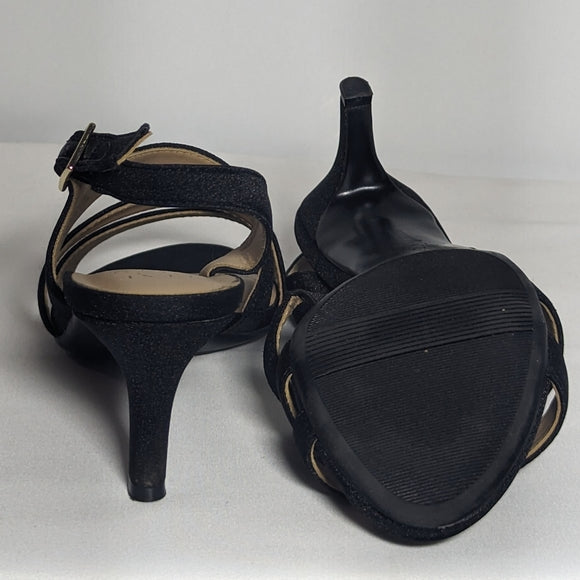 NEW Naturalizer Womens Taimi Adjustable Evening Sandals Sz 8 black metallic