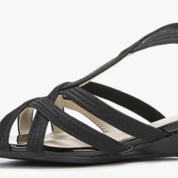 NEW Life Stride Womens Yaya Wedge Sandal Sz 8.5 black