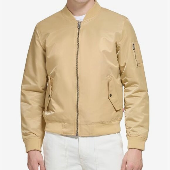 NEW Levis Mens Flight Satin Unfilled Ma-1 Bomber khaki Sz XL