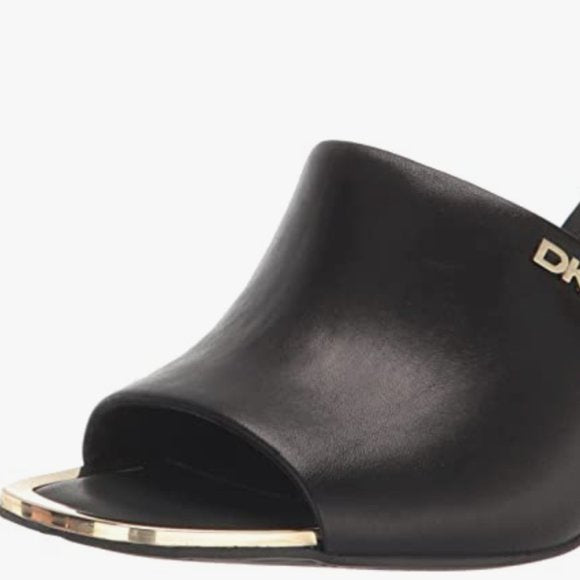 NEW DKNY Womens Bronx Open Toe Fashion Pump Heeled Sandal Black Sz 7.5