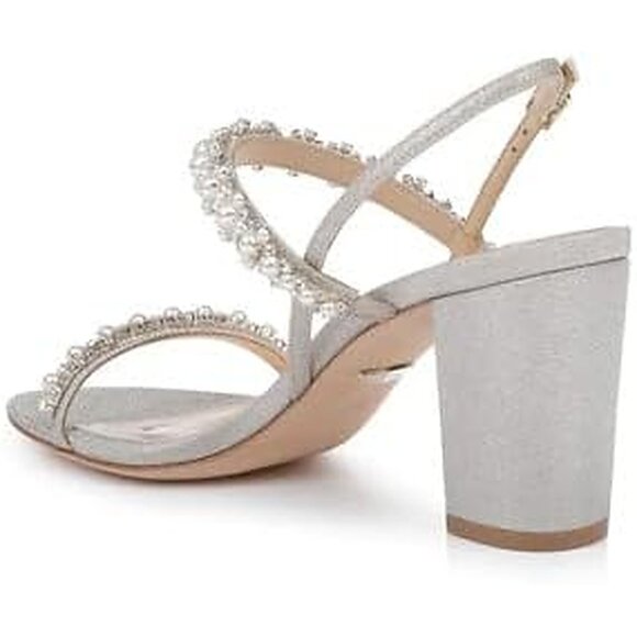 NEW Badgley Mischka Women's Natasha Heeled Sandal sz 9 silver