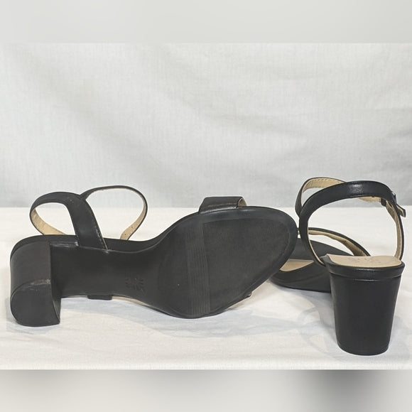 NEW Naturalizer Womens Bristol Heeled Leather Sandal Sz 9 black