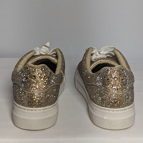 NEW Blue by Betsey Johnson Womens Rhinestone Sidny Sneaker Sz 9 Gold