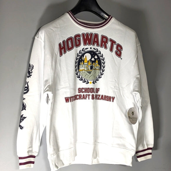 NEW Harry Potter Hogwarts School Graphic Crew Neck Oversized Pullover Sweatshirt XS