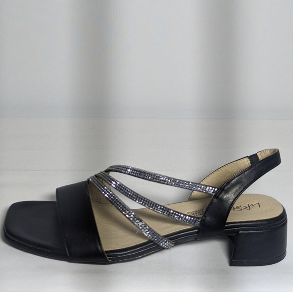 NEW LifeStride Womens Joy Sandal Rhinestone Black 8 Wide