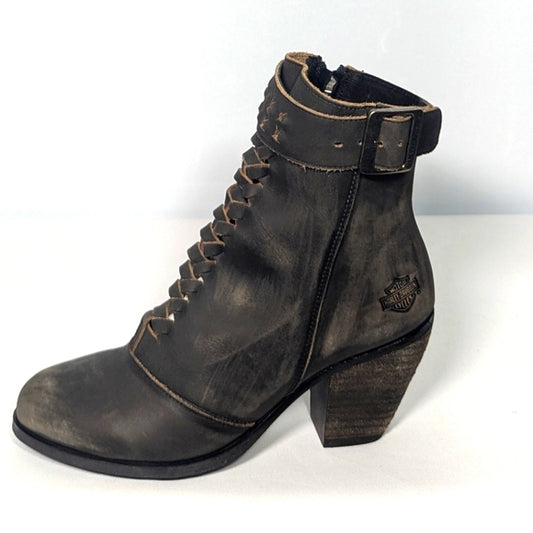 NEW Harley-Davidson Womens Leather Calkins Motorcycle Riding Boot smoke sz 8