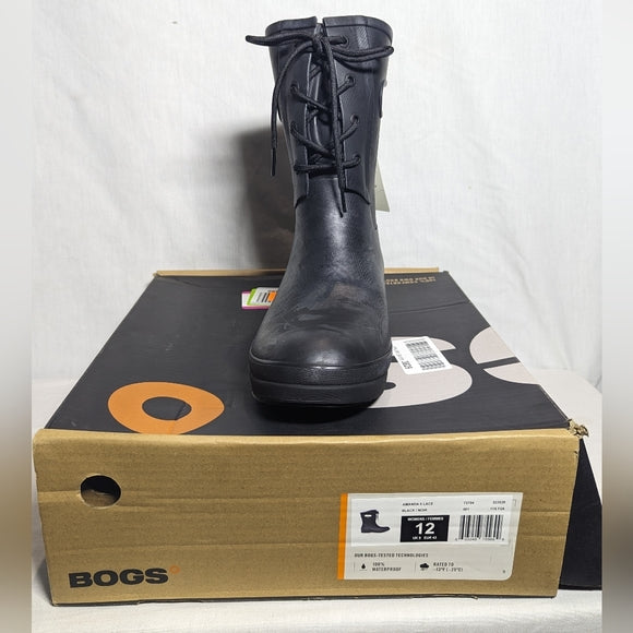 NEW Bogs Womens Waterproof Lace Up Snow/Rain Boots rated -25°C Sz 12 black