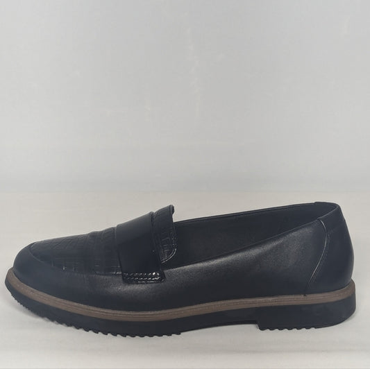 Clarks Womens Leather Sharon Gracie Classy Stylish Loafer Sz 6 wide black