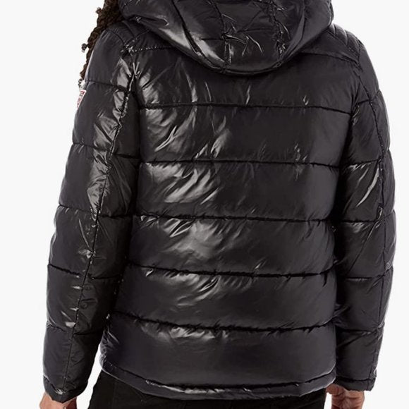 NEW Guess mens Mid-weight Puffer Jacket With Removable Hood Sz XL