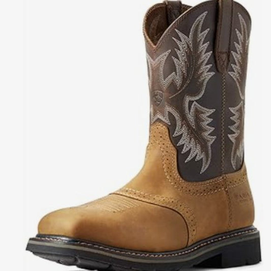 NEW Ariat Mens Sierra Wide Square Toe Steel Work Boots Safety Western style Sz 10