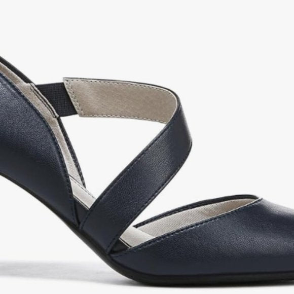 NEW Life Stride Womens Suki Pump Sz 10 wide Navy 2 3/4 heel