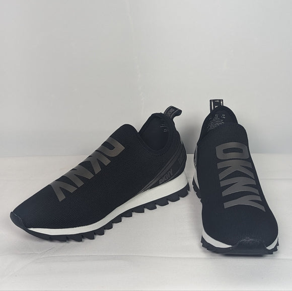 NEW DKNY Womens Stylish Knit Low-top Sneaker Sz 10 black