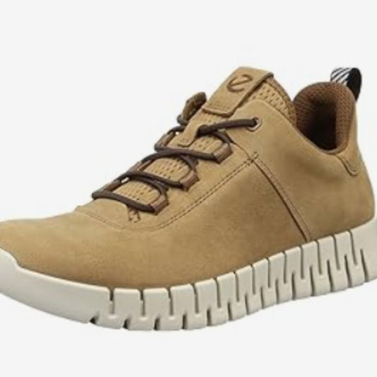 NEW ECCO Mens Gruuv Leather Fashion Sneaker Sz 7/7.5 camel nubuck/tan
