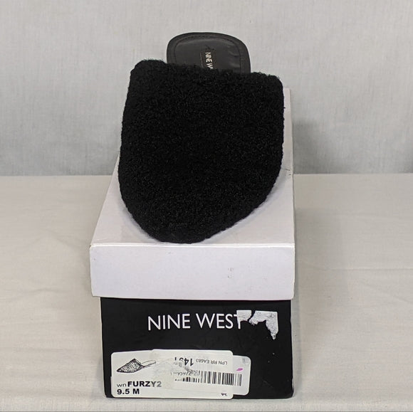 Nine West Womens Furzy 2 Pointy Toe Mules Slipper Slide sz 9.5 black SEXY!