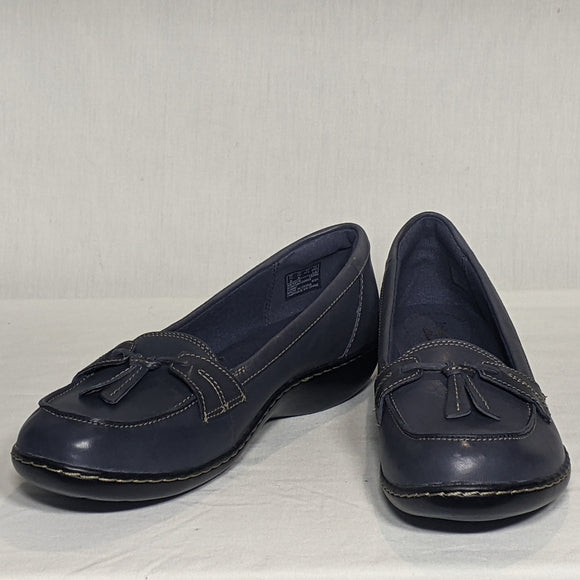NEW Clarks Womens Ashland Leather Bubble Loafer Sz 10 blue