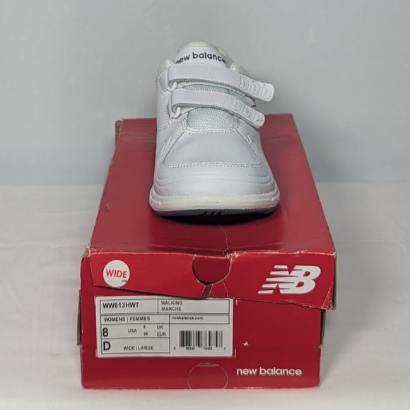 NEW New Balance Womens Leather 813 V1 Walking Shoe Sz 8 wide white velcro