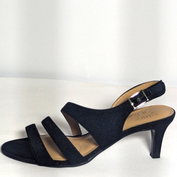NEW Naturalizer Womens Taimi Adjustable Evening Sandals Sz 8 black metallic