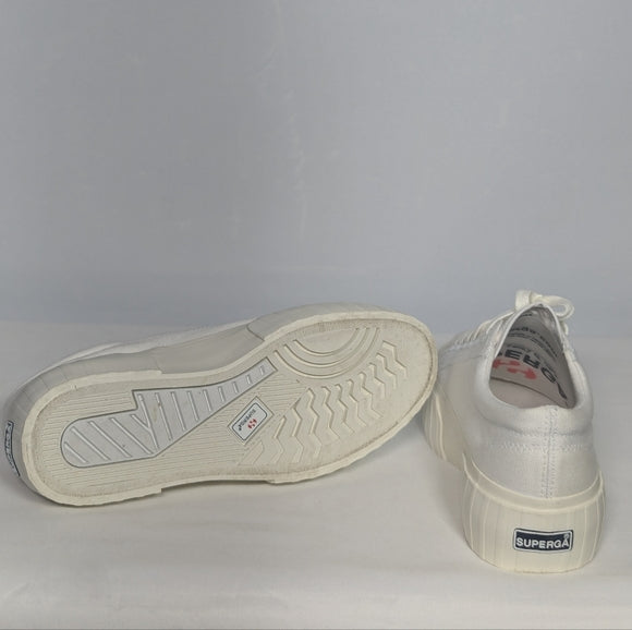 NEW Superga Womens 2790 Nappa Canvas Platform Sneaker Sz 6 White
