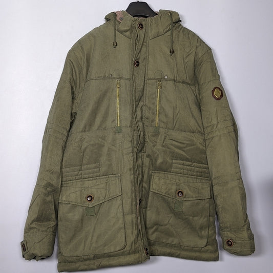 NEW WenVen Original Jackets Military Stylish Mens Hooded Winter Coat Green XL